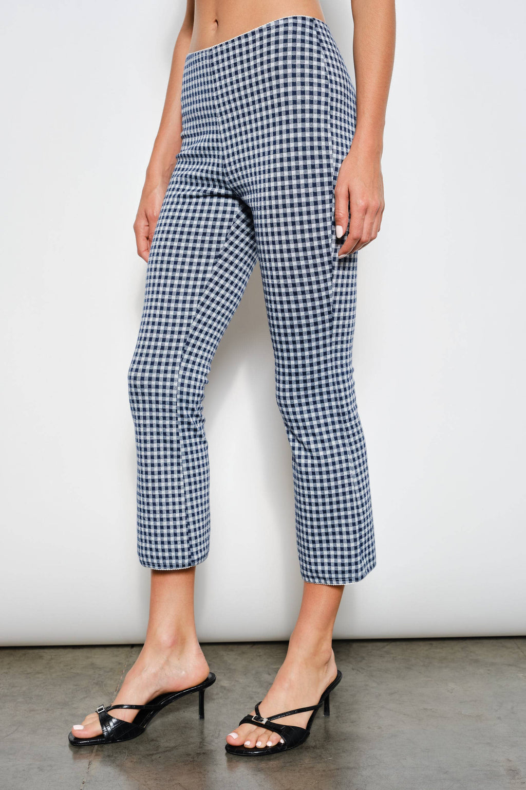 TATIANA CROP FLARE PANTS: Navy Multi / M