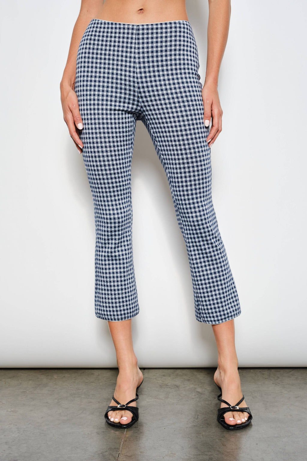 TATIANA CROP FLARE PANTS: Navy Multi / L