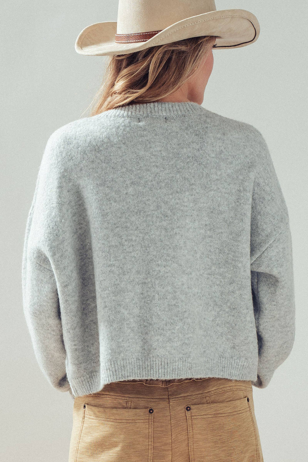 Western Horse Graphic Button Front Cropped Cardigan Sweater: IVORY / S/M-3:M/L-3