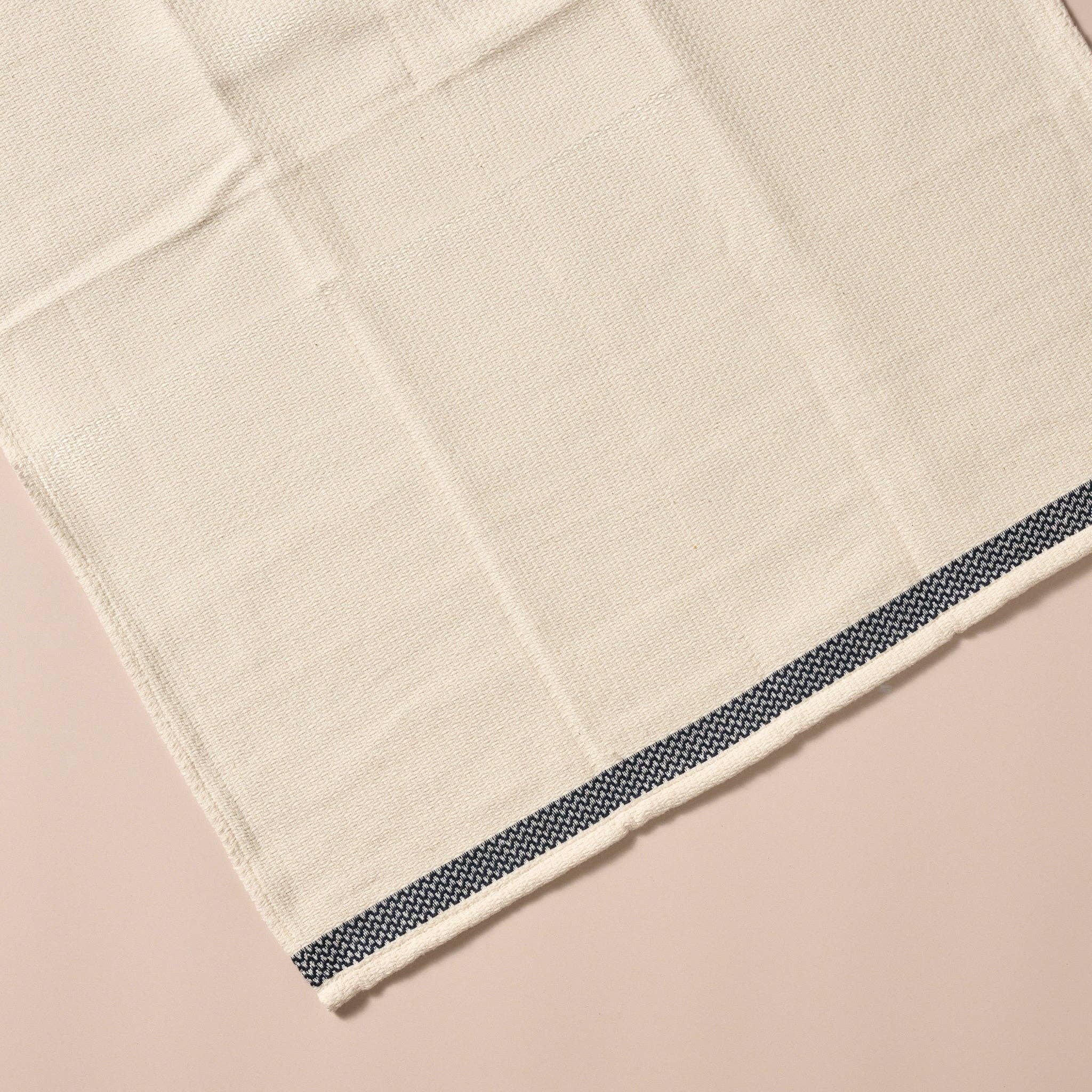 Multi-Striped Cream Black Tea Towel Set