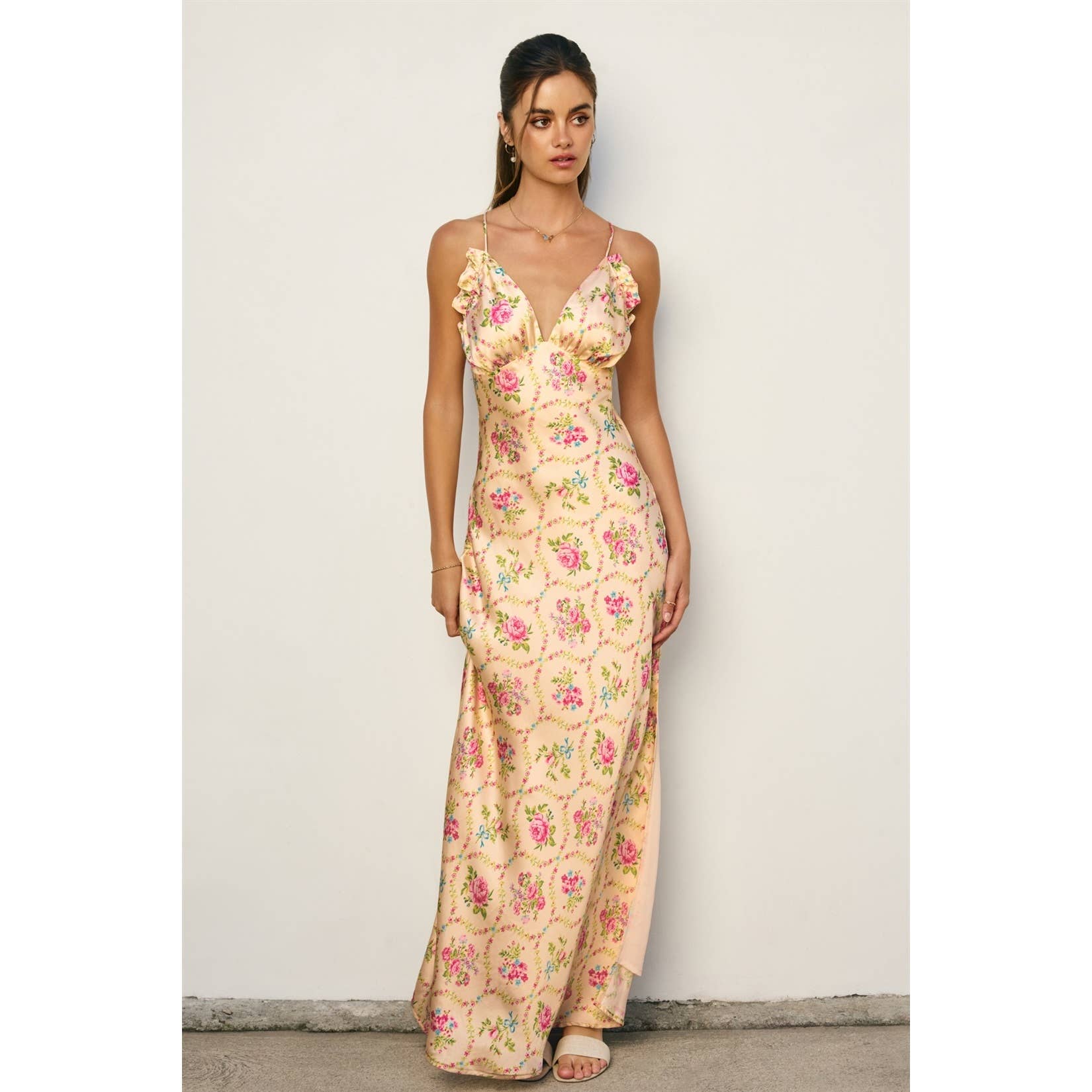 Eternal Afternoon Ruffled Triangle Bust Maxi Dress