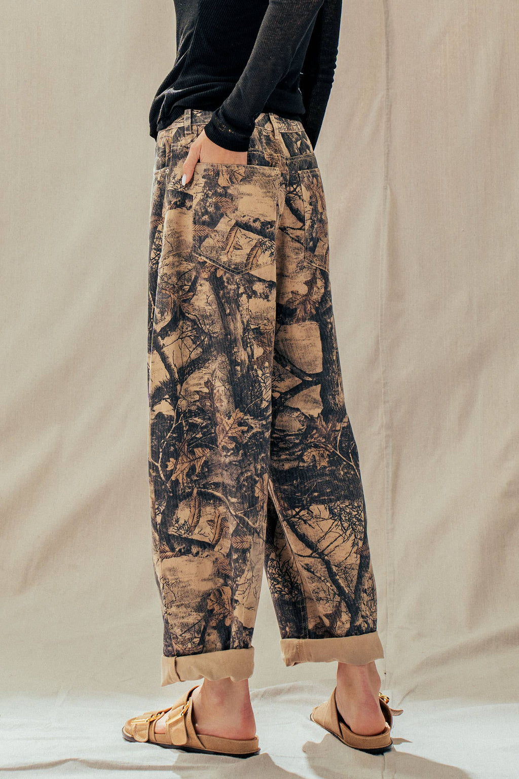 Camo Print Cotton Balloon Pants: CAMO / S-M-L:2-2-2