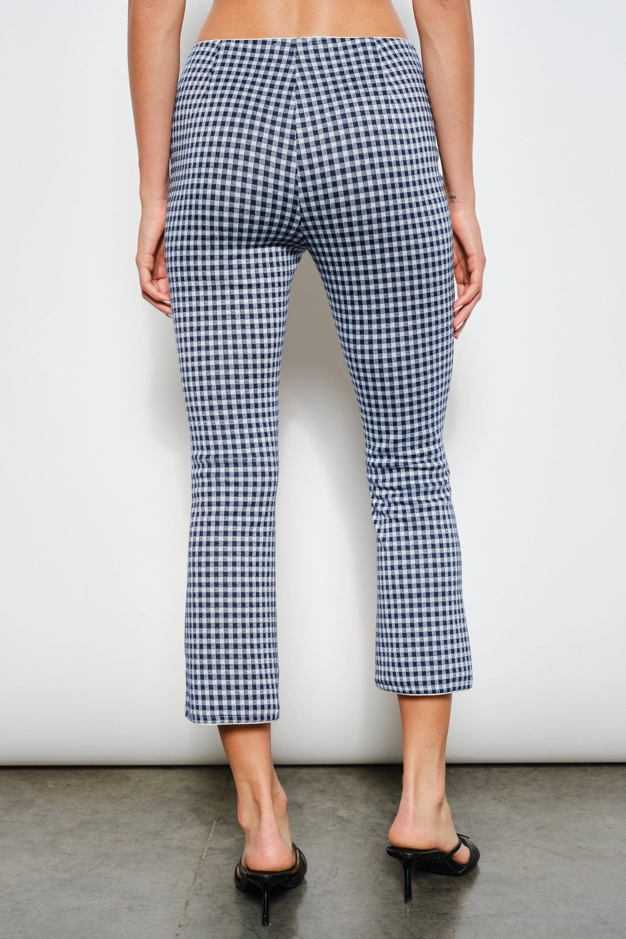 TATIANA CROP FLARE PANTS: Navy Multi / S