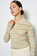 ALISON RIBBED POLO: Green Multi / M