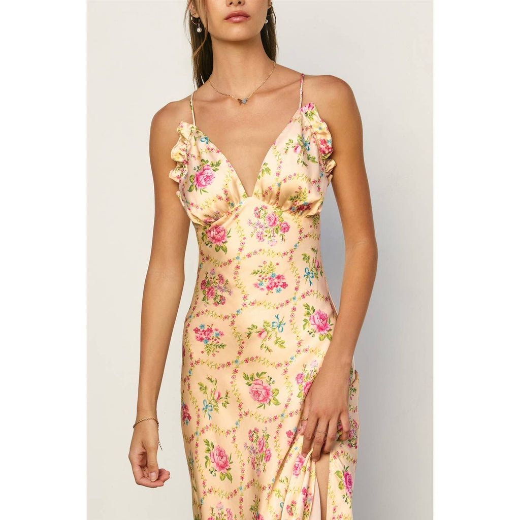 Eternal Afternoon Ruffled Triangle Bust Maxi Dress