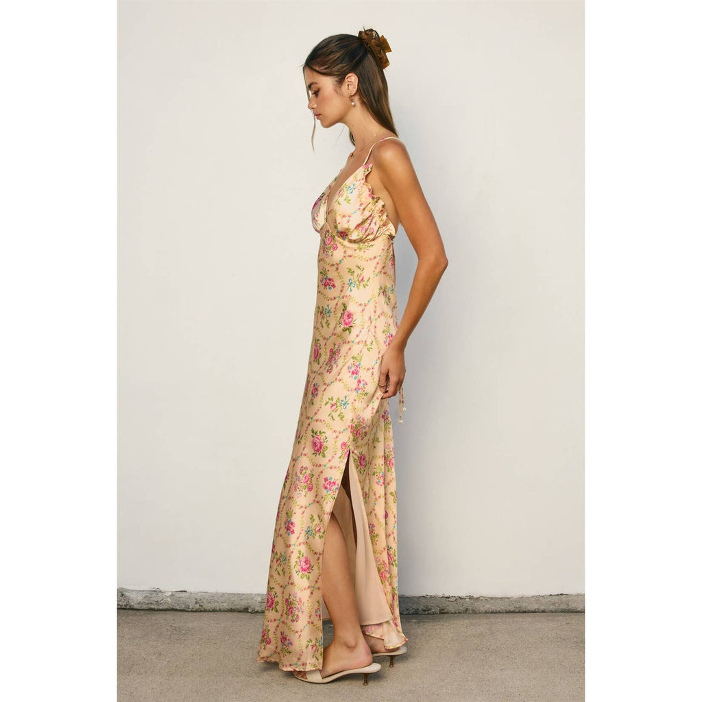 Eternal Afternoon Ruffled Triangle Bust Maxi Dress