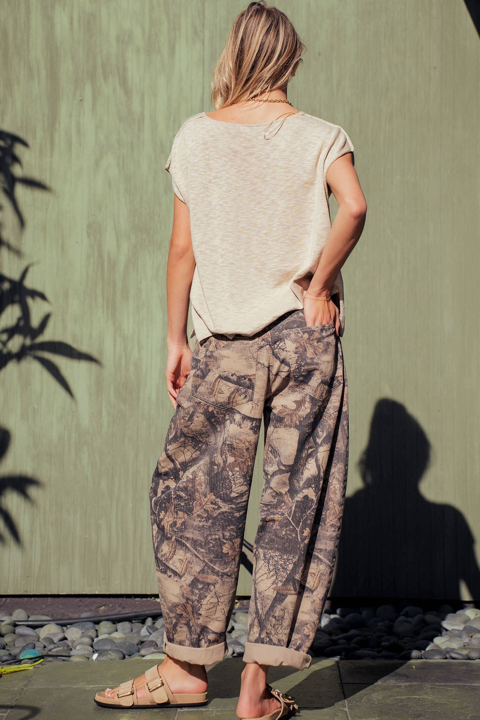 Camo Print Cotton Balloon Pants: CAMO / S-M-L:2-2-2