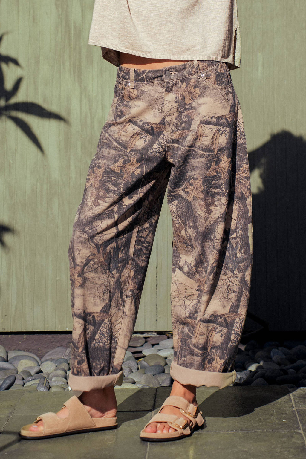 Camo Print Cotton Balloon Pants: CAMO / S-M-L:2-2-2