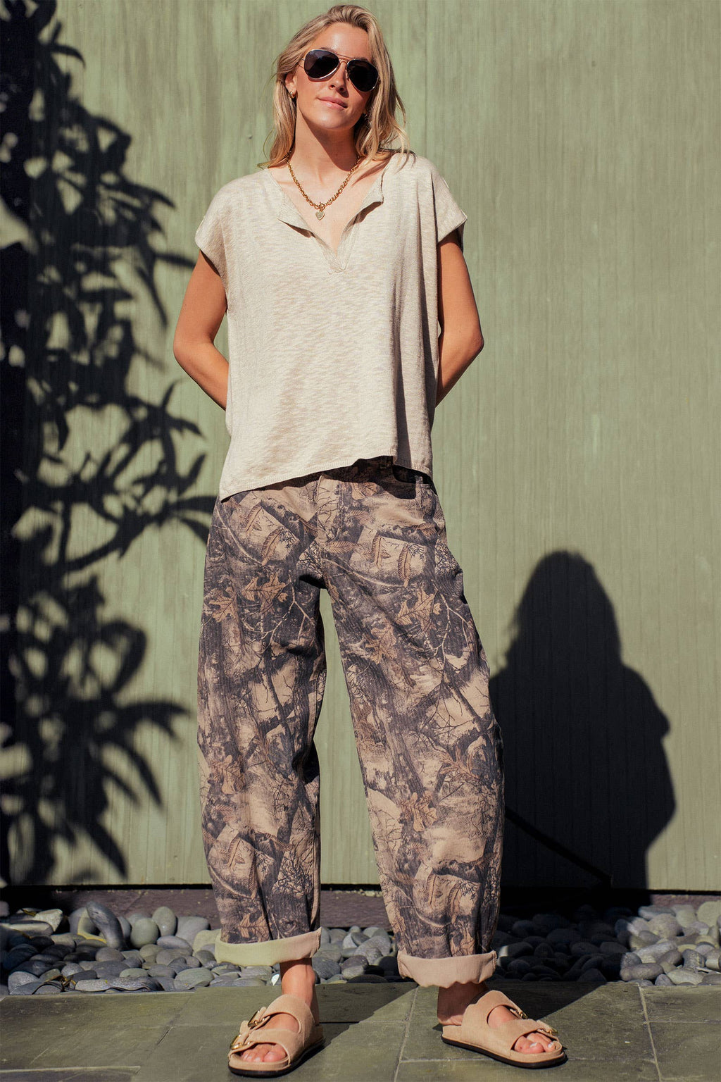 Camo Print Cotton Balloon Pants: CAMO / S-M-L:2-2-2