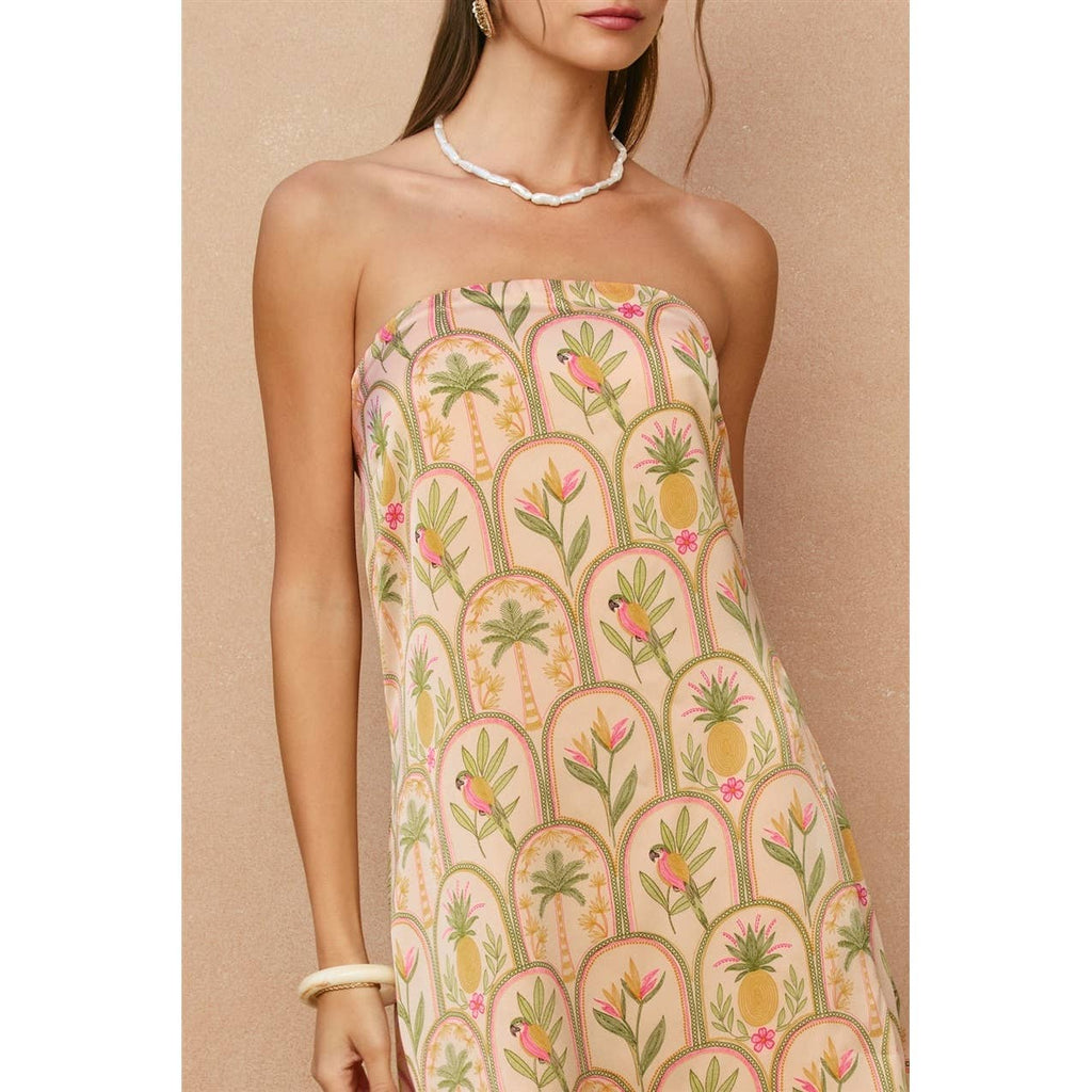 Hear That Strapless Back Detail Mini Dress: