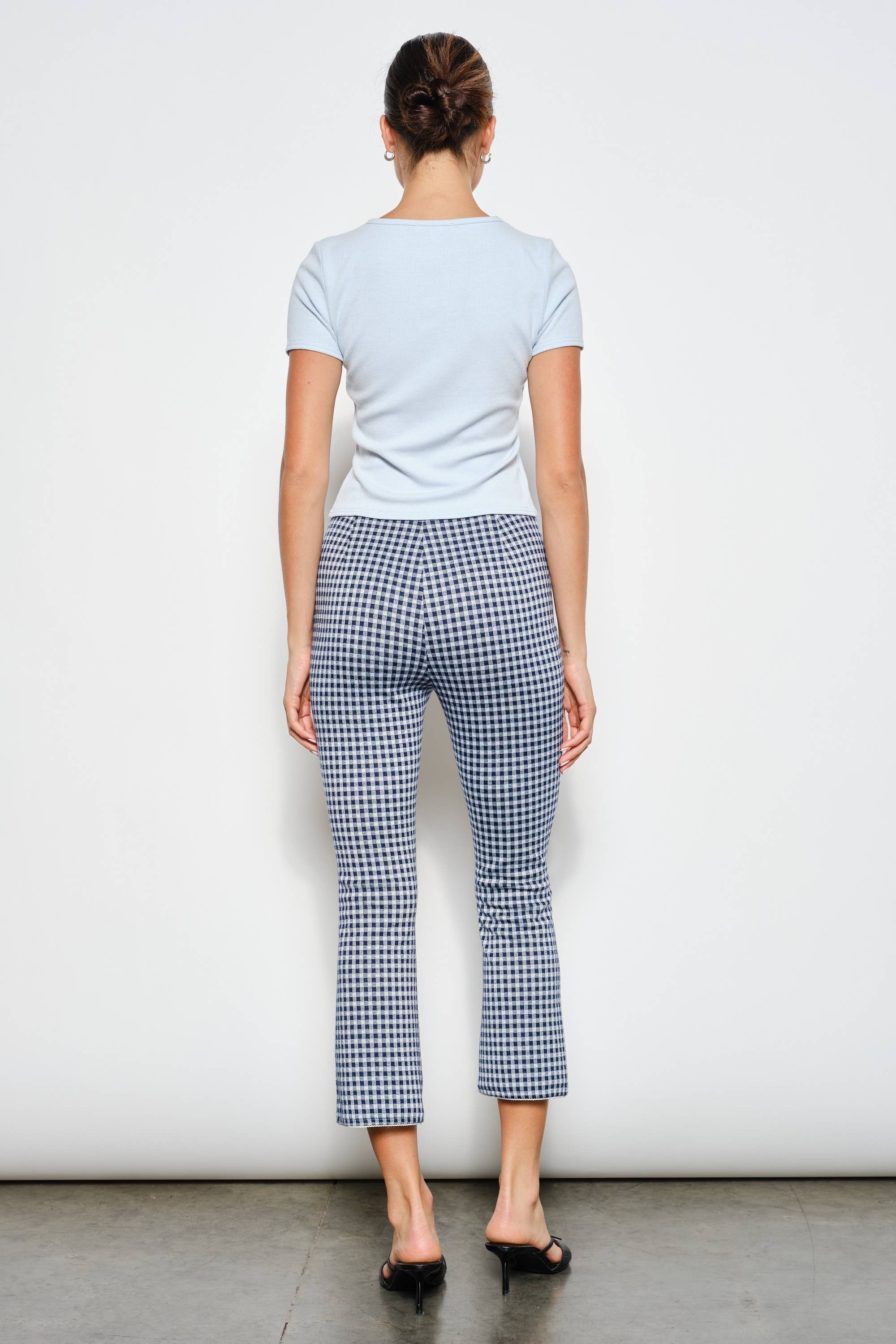 TATIANA CROP FLARE PANTS: Navy Multi / M