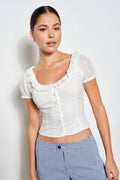FLORIAN EYELET TOP: Off-White / M