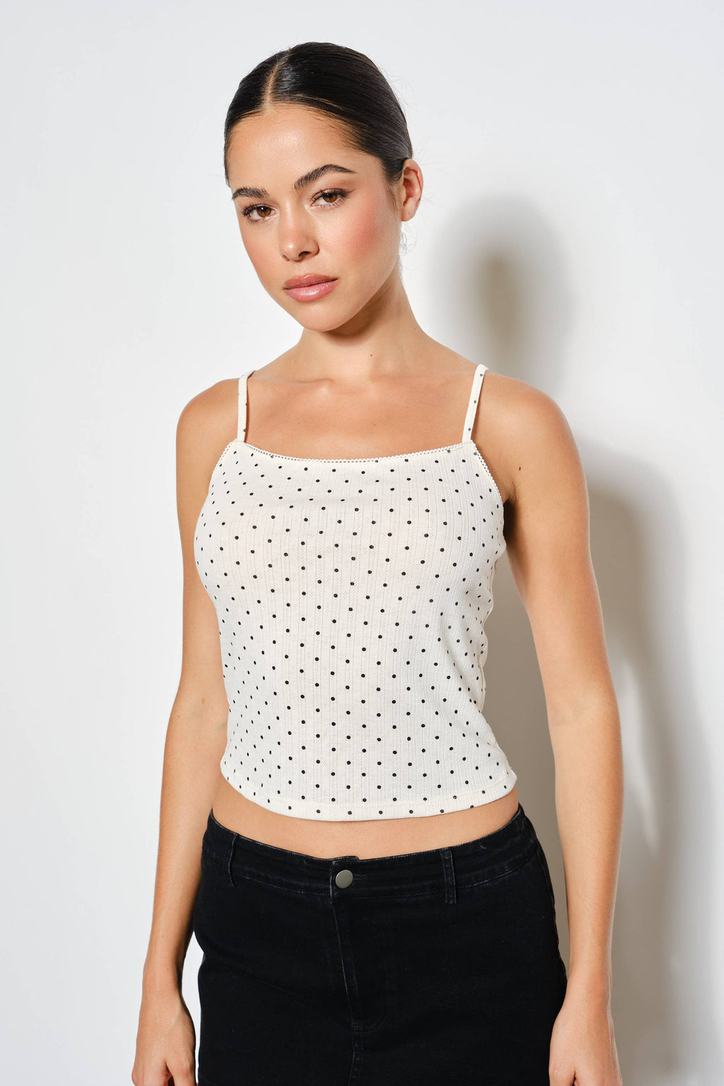 PRETTY GARBAGE CRYSTAL POLKA DOT CAMI TOP & CARDIGAN