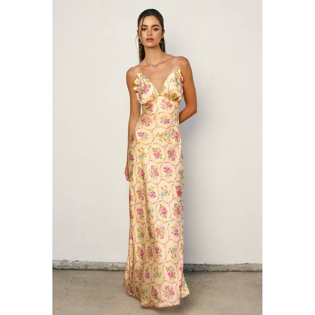 Eternal Afternoon Ruffled Triangle Bust Maxi Dress