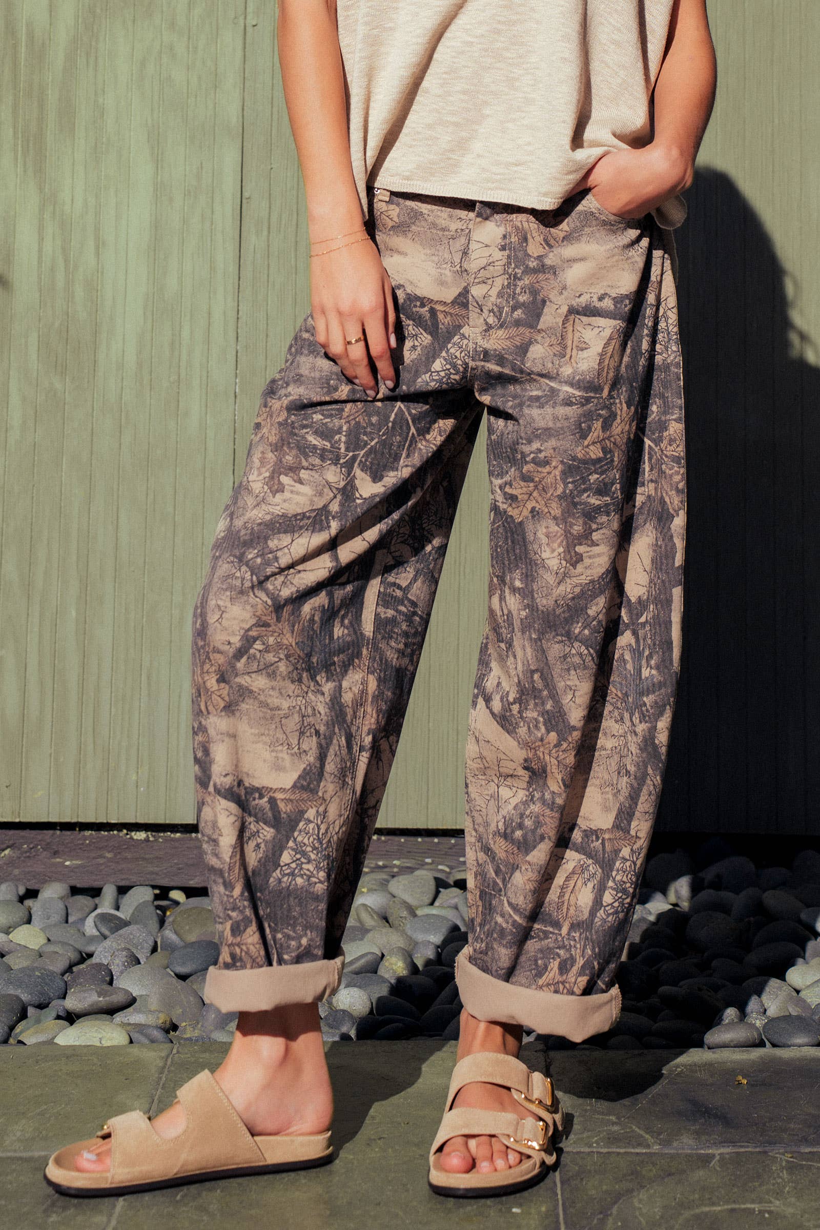 Camo Print Cotton Balloon Pants: CAMO / S-M-L:2-2-2
