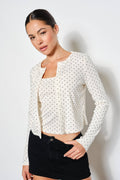 PRETTY GARBAGE CRYSTAL POLKA DOT CAMI TOP & CARDIGAN